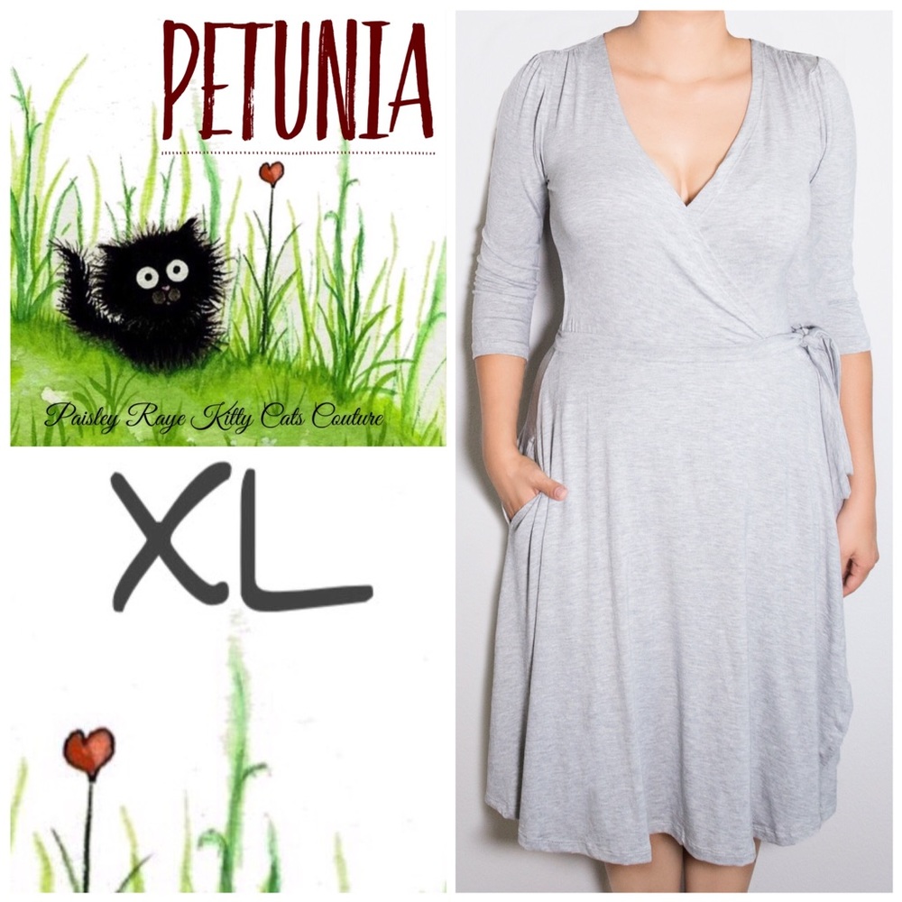 Classic Heather Grey Wrap Dress with POCKETS!